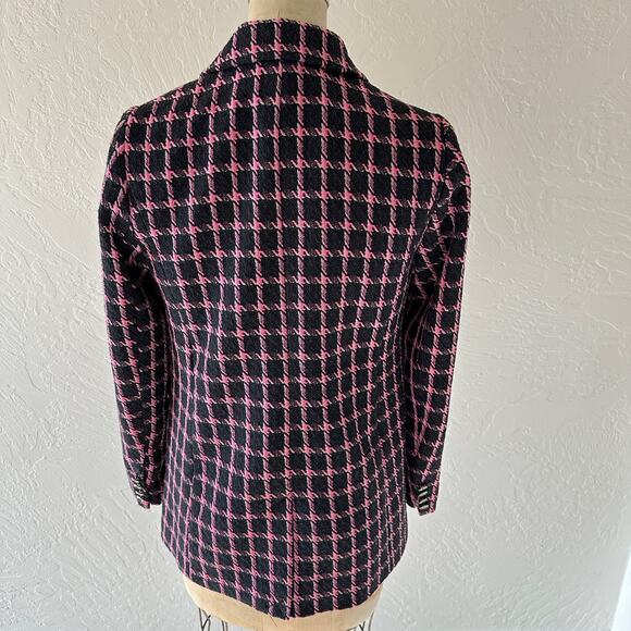 RACHEL ZOE | Pink Black Double-Breasted Check Wool Blend Blazer NEW Size Small - Picture 11 of 14
